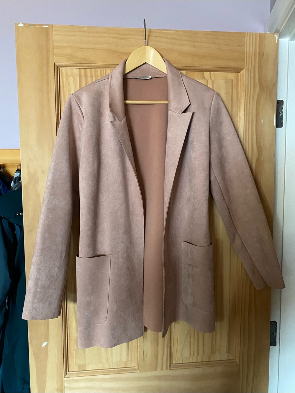 Zara Faux Suede Blazer Jacket in Dusty Rose